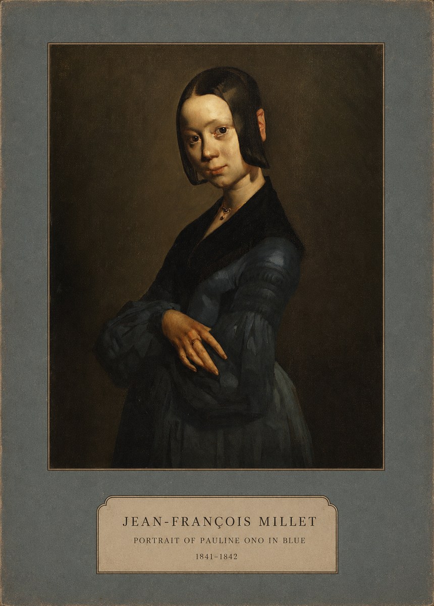 Jean-François Millet Portrait of Pauline Ono in Blue No2 - Juliste