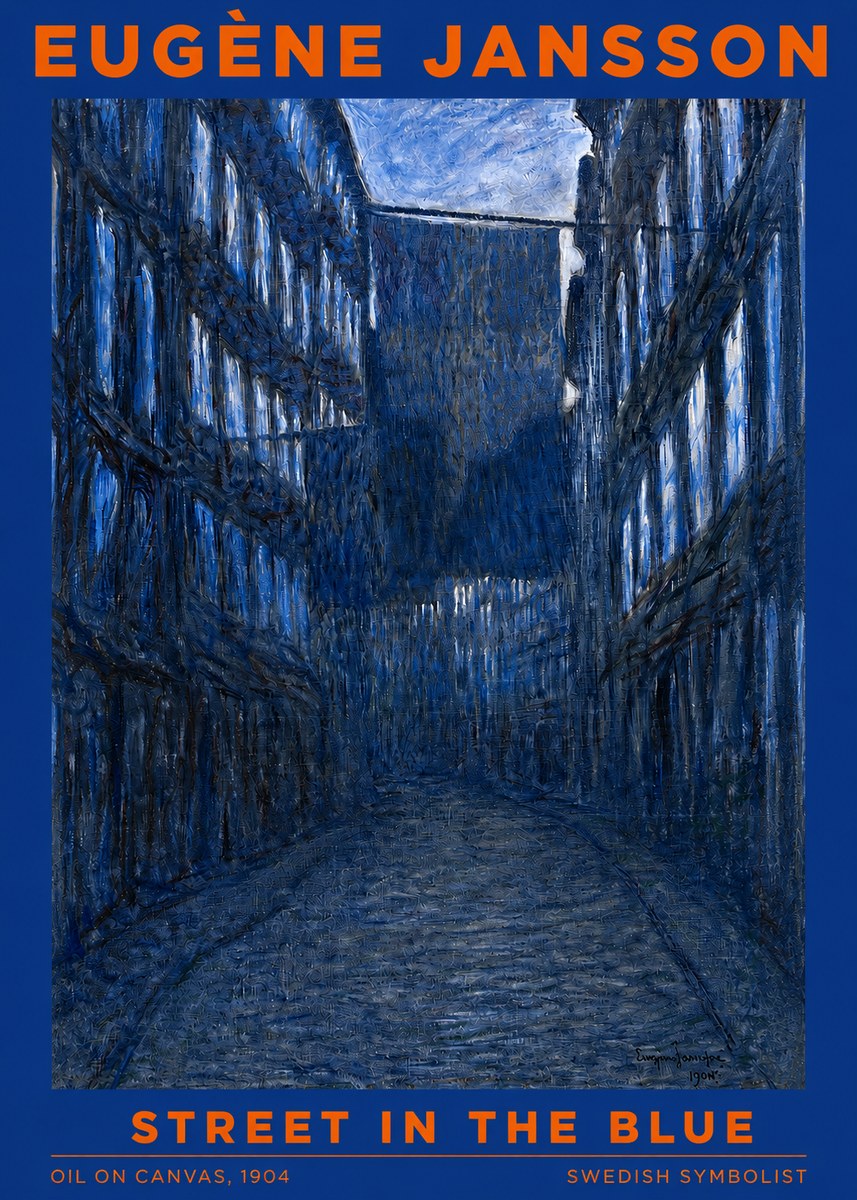 Eugène Jansson Street in the Blue No2 - Juliste