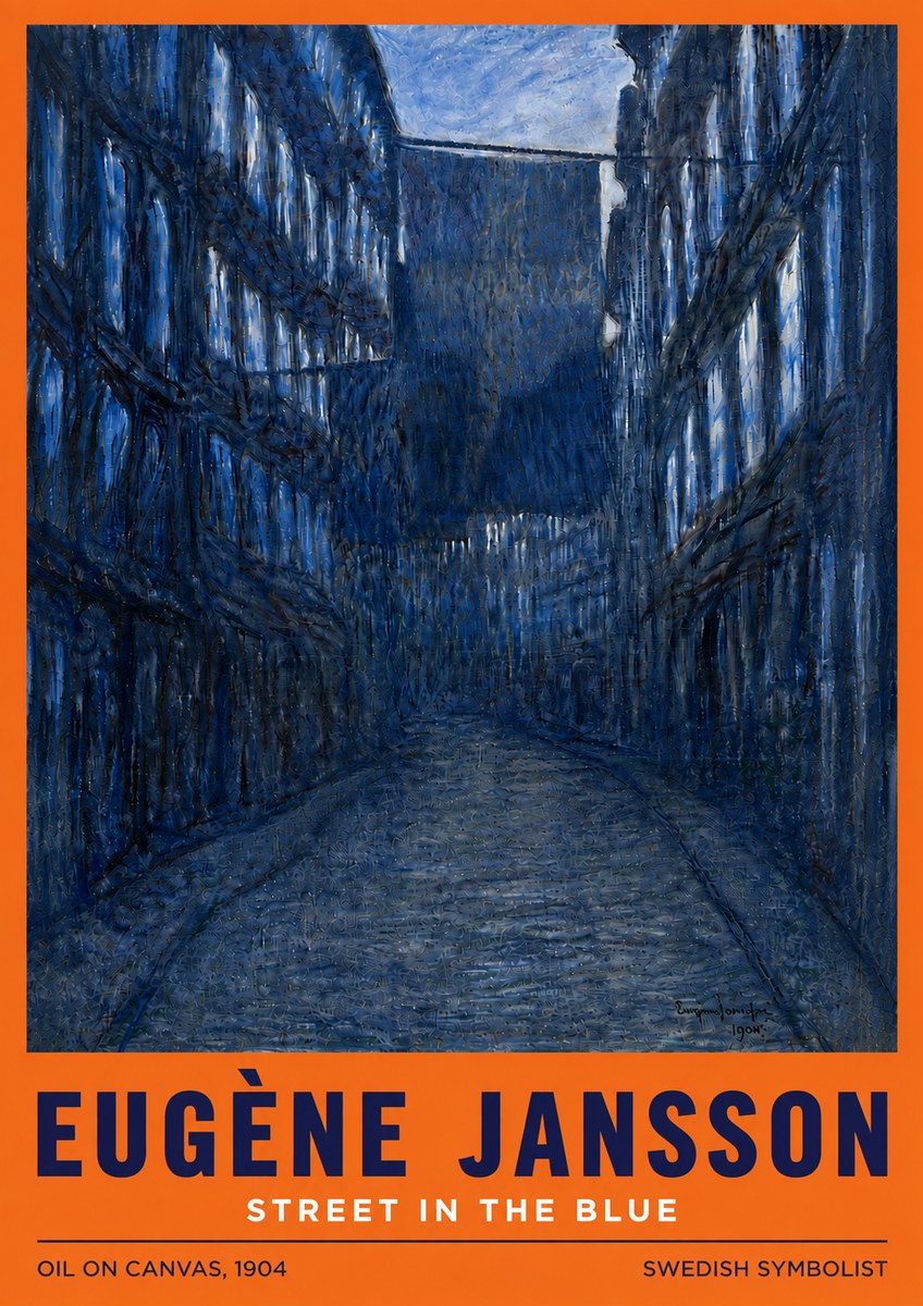 Eugène Jansson Street in the Blue No6 - Juliste