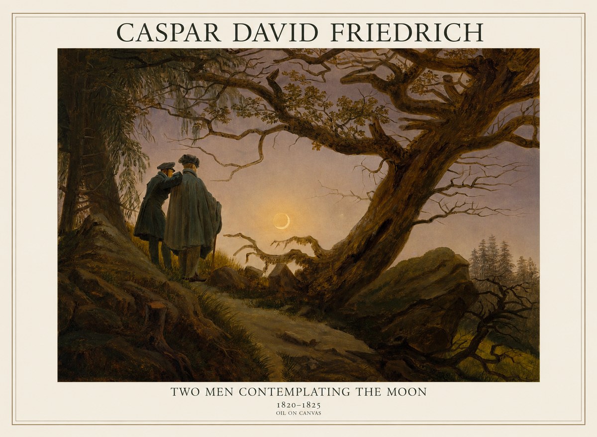 Caspar David Friedrich Two Men Contemplating the Moon II No1 - Juliste