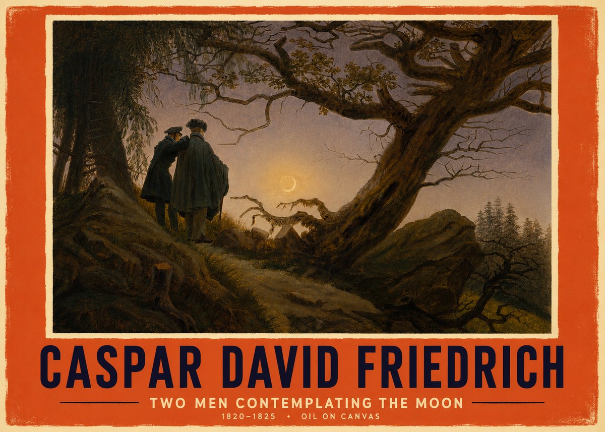 Caspar David Friedrich Two Men Contemplating the Moon II No4 - Juliste