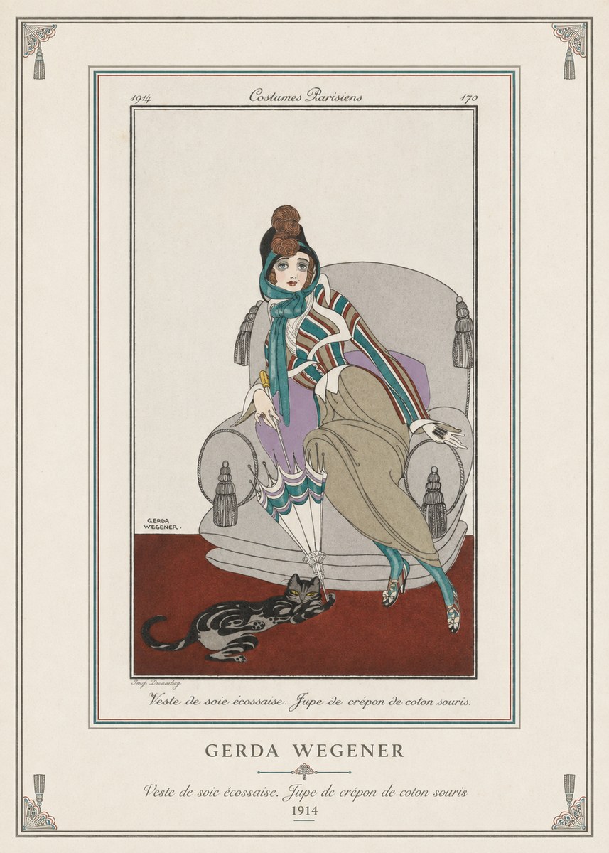 Gerda Wegener Veste De Soie Écossaise. Jupe De Crépon De Coton Souris. No3 - Juliste