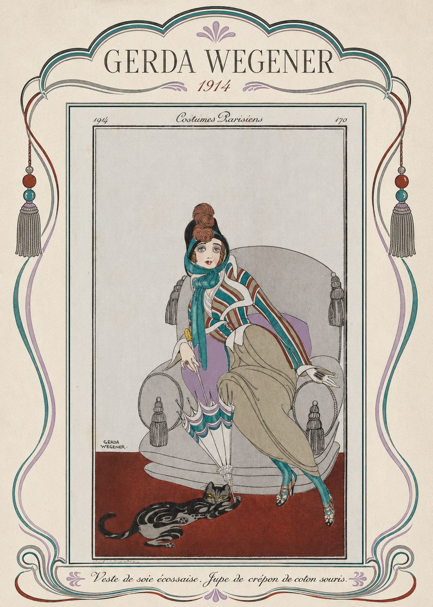 Gerda Wegener Veste De Soie Écossaise. Jupe De Crépon De Coton Souris. No4 - Juliste