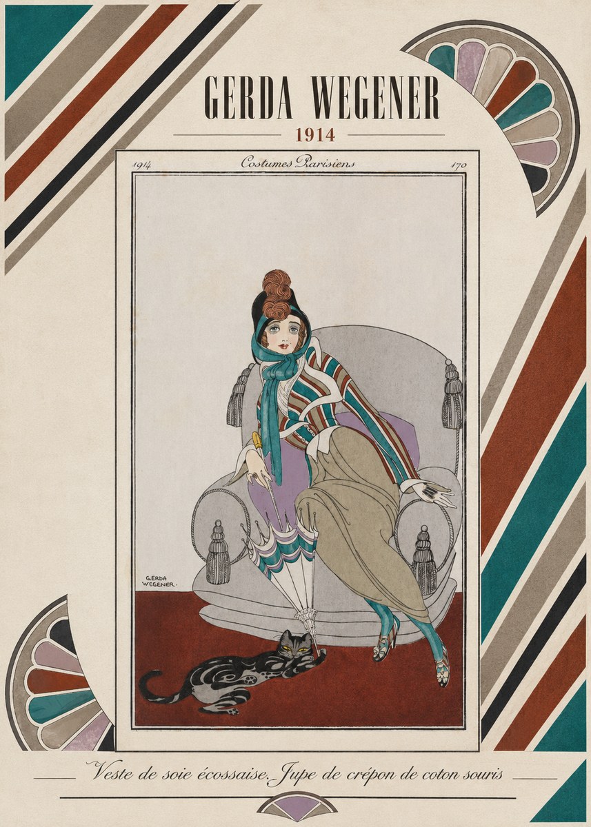 Gerda Wegener Veste De Soie Écossaise. Jupe De Crépon De Coton Souris. No5 - Juliste