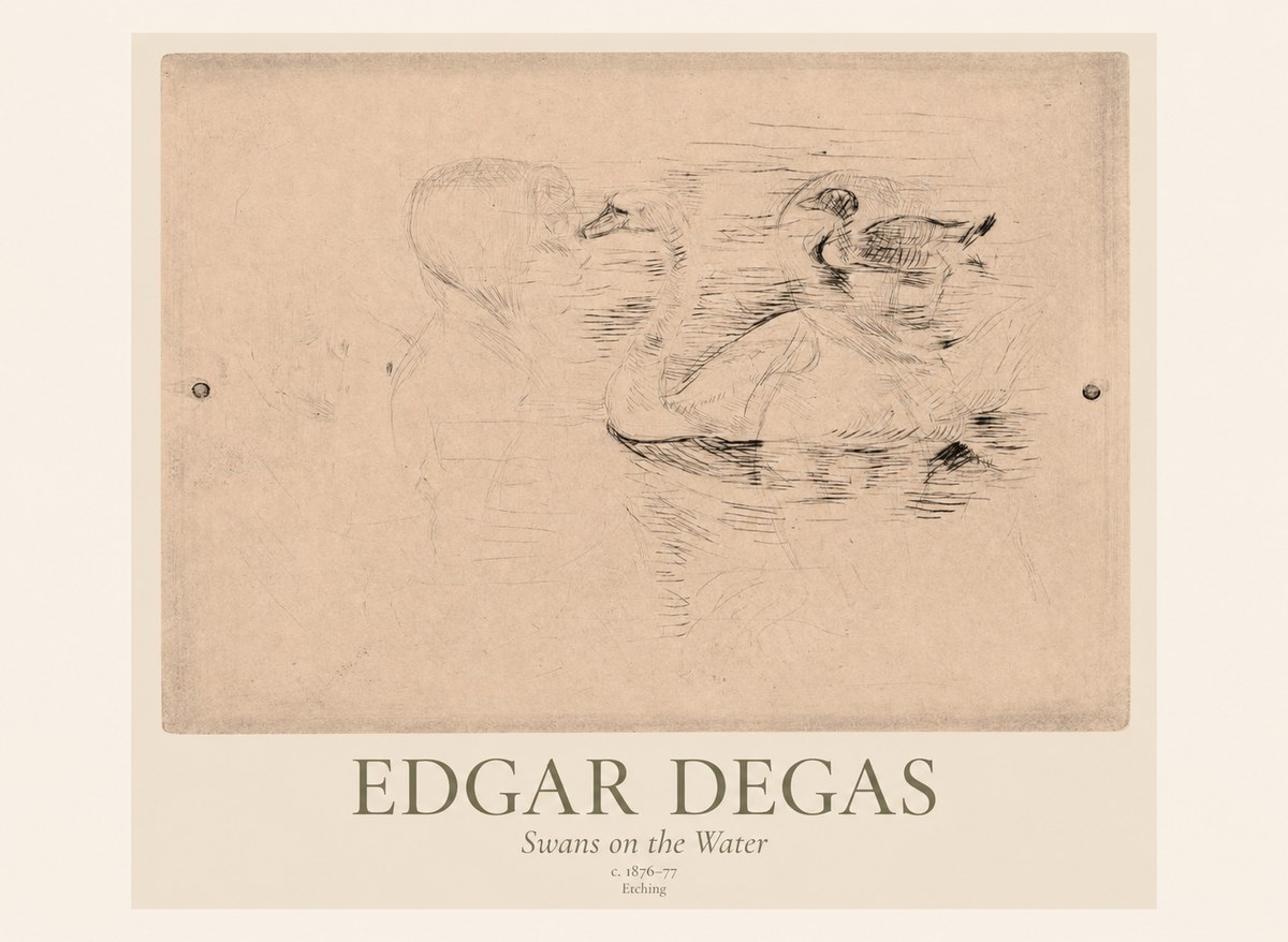 Edgar Degas Swans on the Water No1 - Juliste