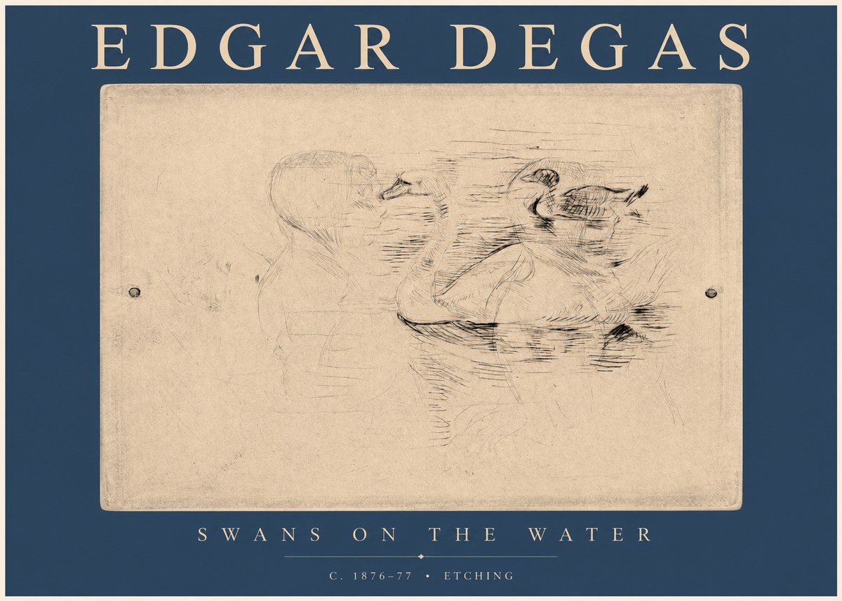 Edgar Degas Swans on the Water No2 - Juliste