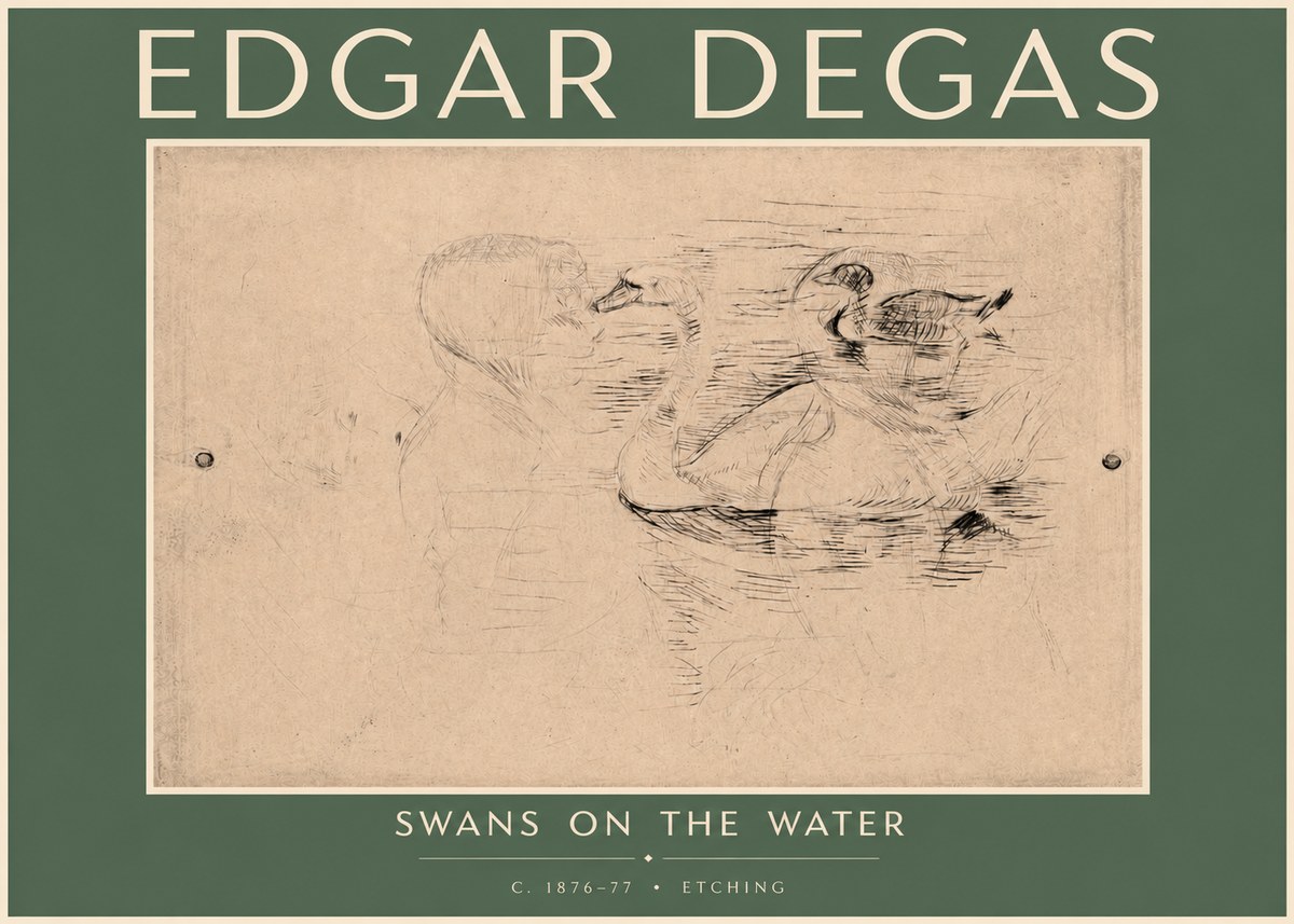 Edgar Degas Swans on the Water No4 - Juliste