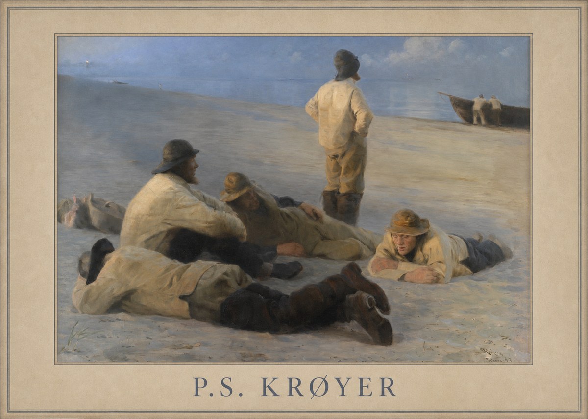 P.S. Krøyer Fishermen on Skagen Beach No1 - Juliste