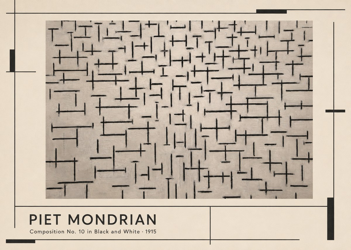 Piet Mondrian Composition No. 10 in Black and White No1 - Juliste