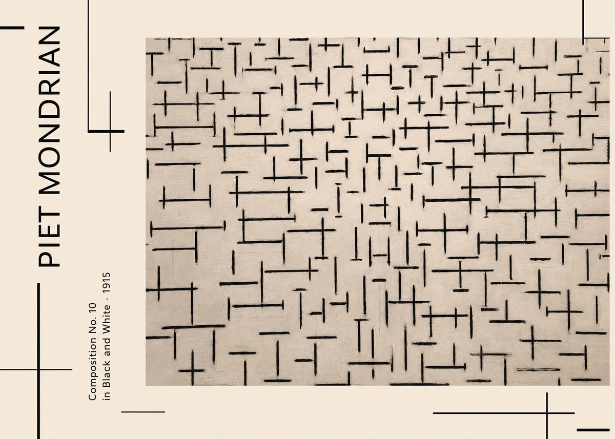 Piet Mondrian Composition No. 10 in Black and White No2 - Juliste