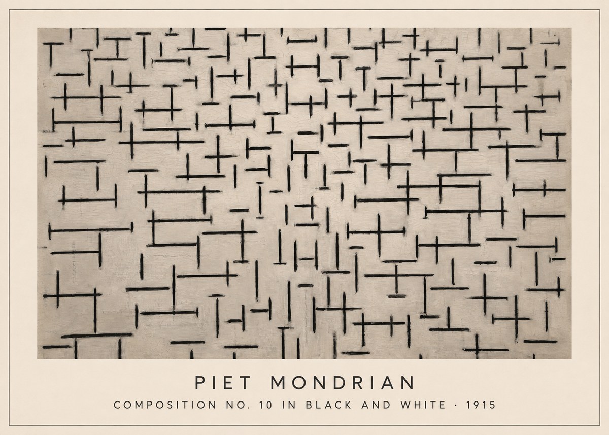 Piet Mondrian Composition No. 10 in Black and White No3 - Juliste