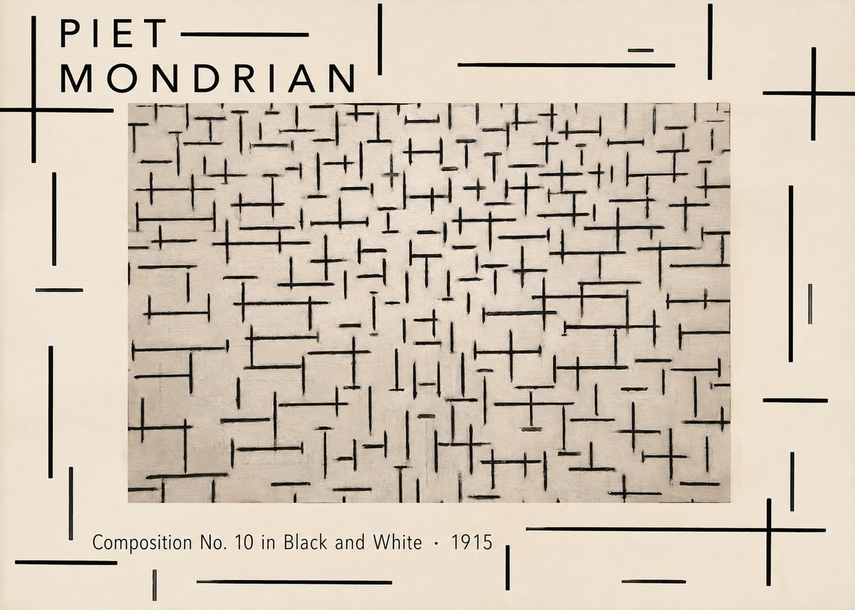 Piet Mondrian Composition No. 10 in Black and White No4 - Juliste