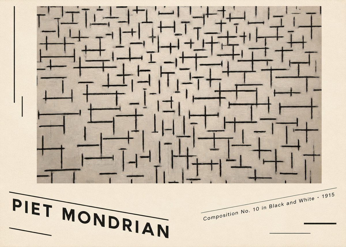 Piet Mondrian Composition No. 10 in Black and White No6 - Juliste