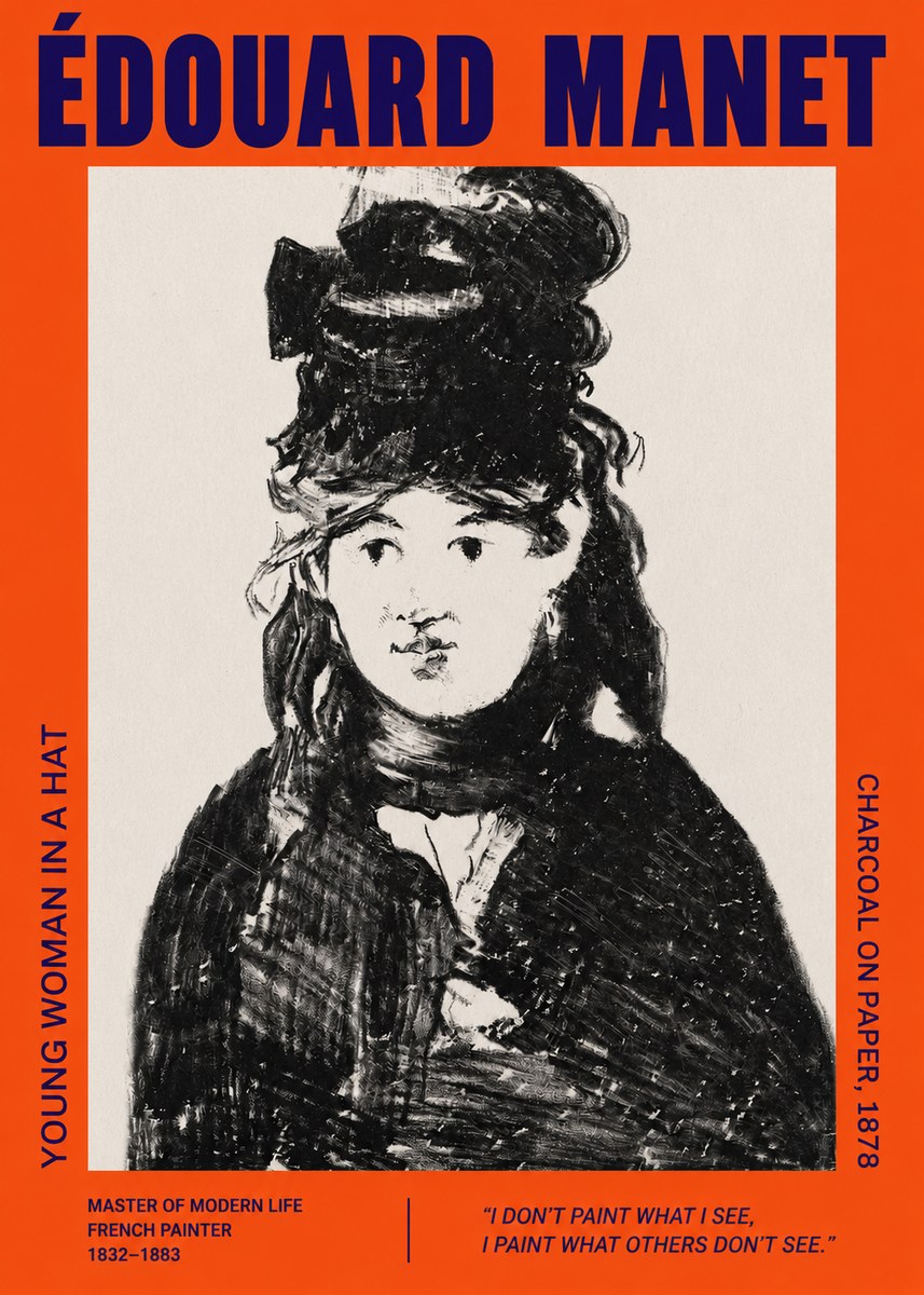 Édouard Manet Young Woman in a Hat III No2 - Juliste