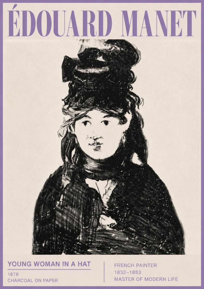 Édouard Manet Young Woman in a Hat III No5 - Juliste