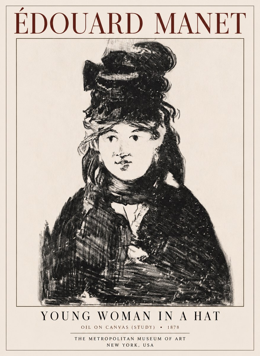 Édouard Manet Young Woman in a Hat IV No1 - Juliste
