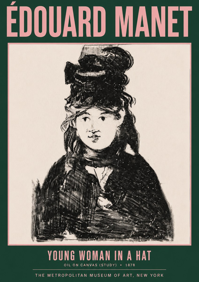 Édouard Manet Young Woman in a Hat IV No3 - Juliste