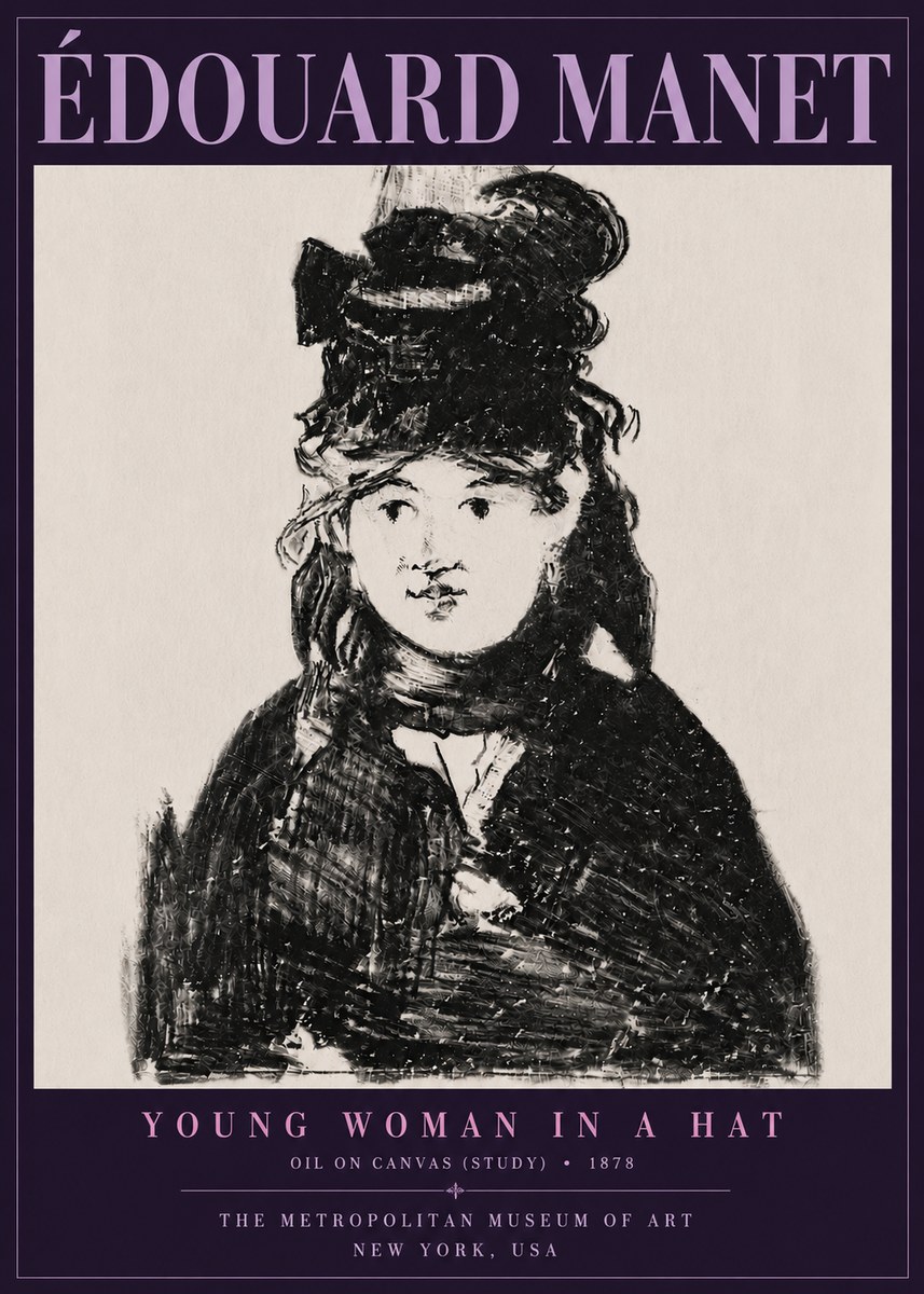 Édouard Manet Young Woman in a Hat IV No6 - Juliste