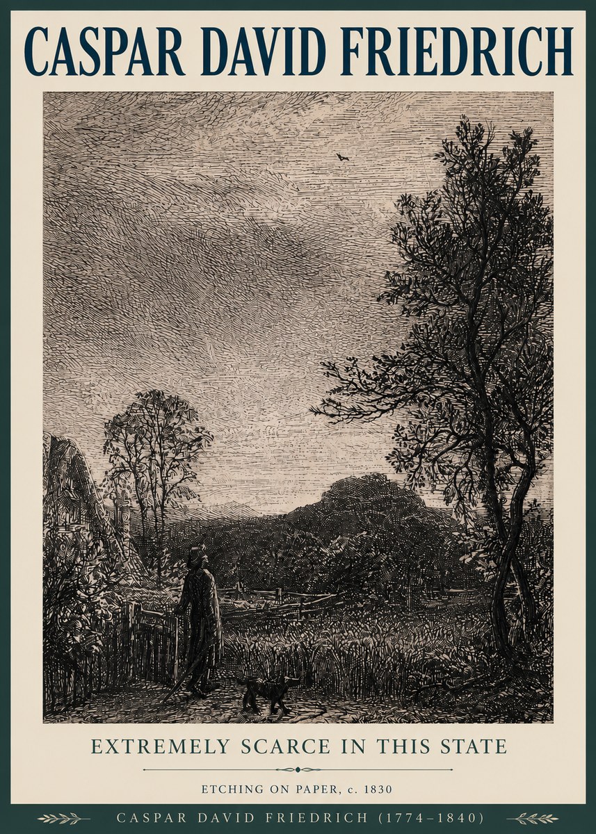 Caspar David Friedrich Extremely Scarce in This State No3 - Juliste