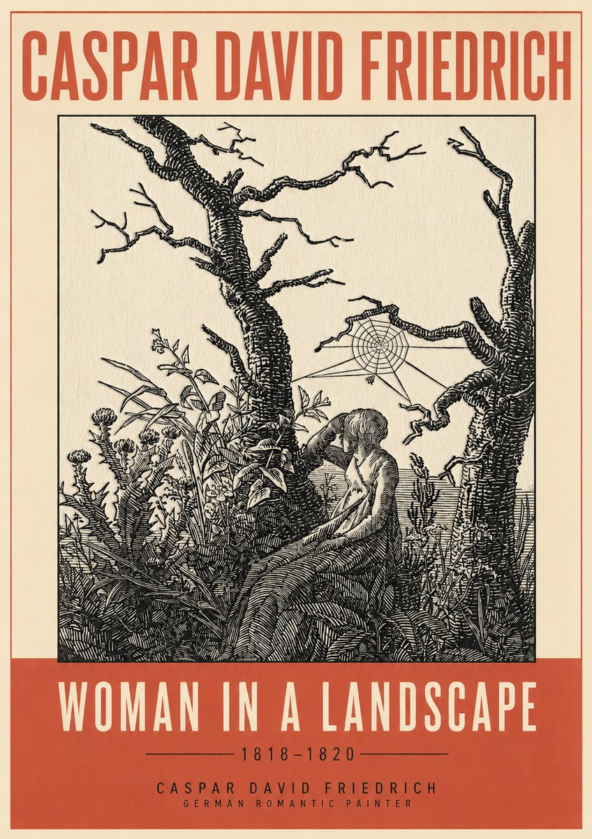 Caspar David Friedrich Woman in a Landscape No3 - Juliste
