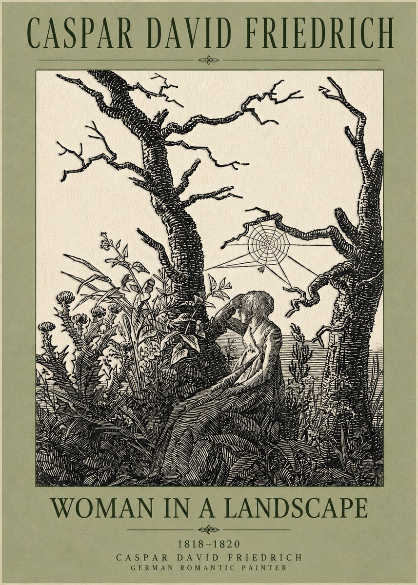 Caspar David Friedrich Woman in a Landscape No5 - Juliste
