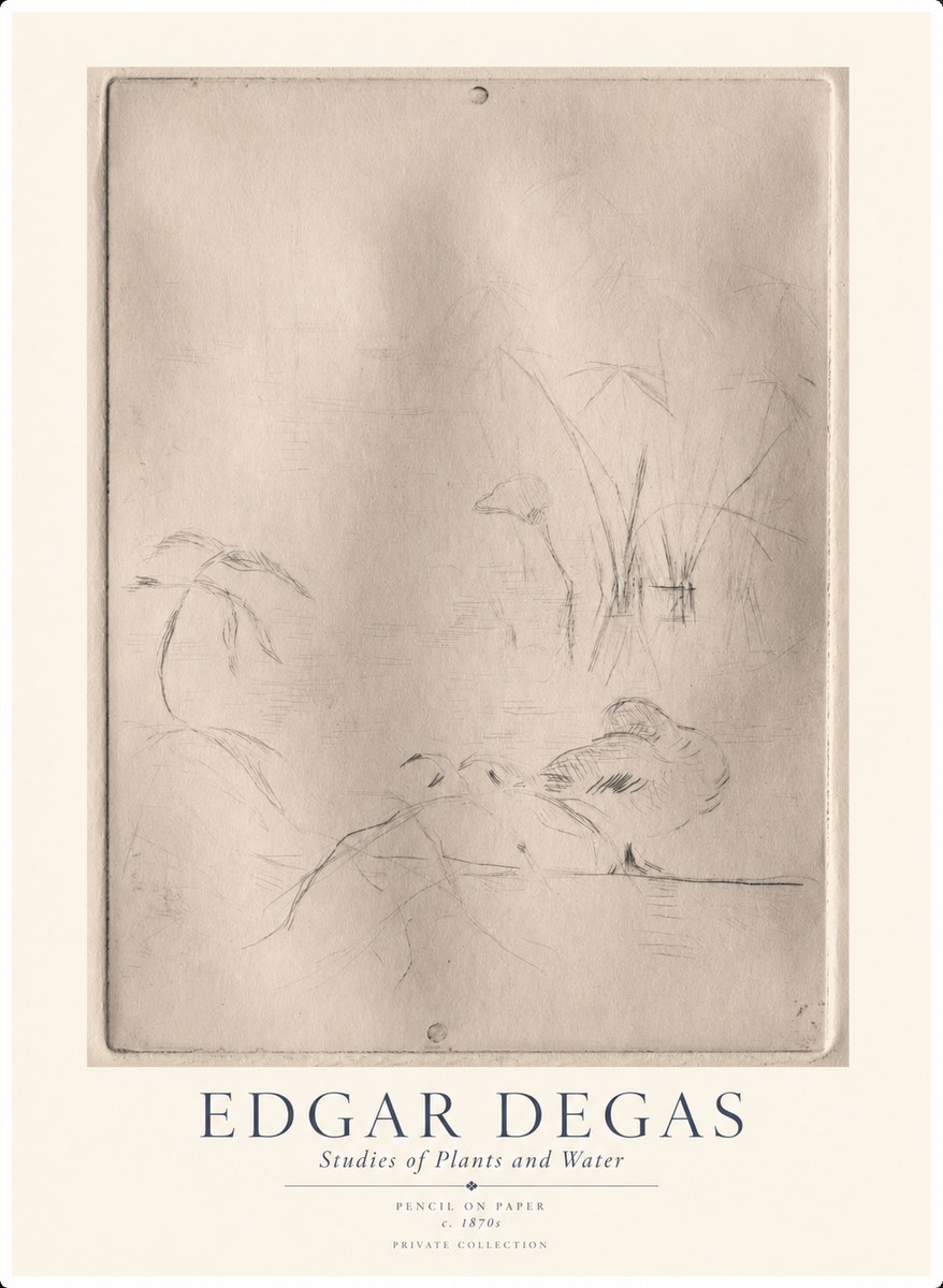 Edgar Degas Studies of Plants and Water No1 - Juliste