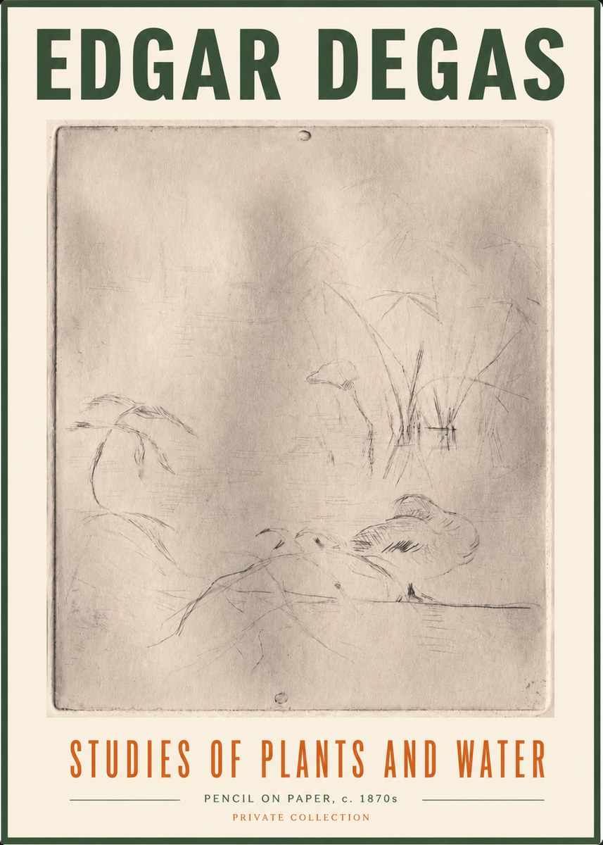 Edgar Degas Studies of Plants and Water No5 - Juliste