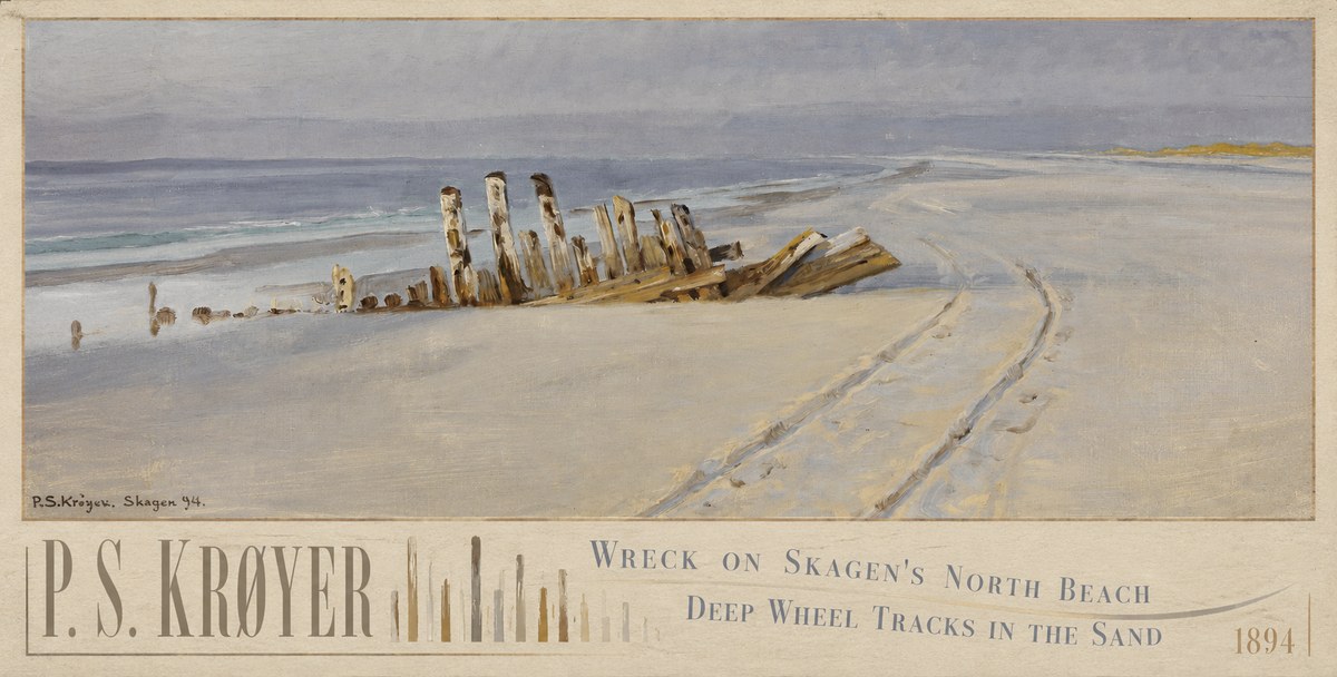 P.S. Krøyer Wreck on Skagen's North Beach. Deep Wheel Tracks in the Sand No6 - Juliste