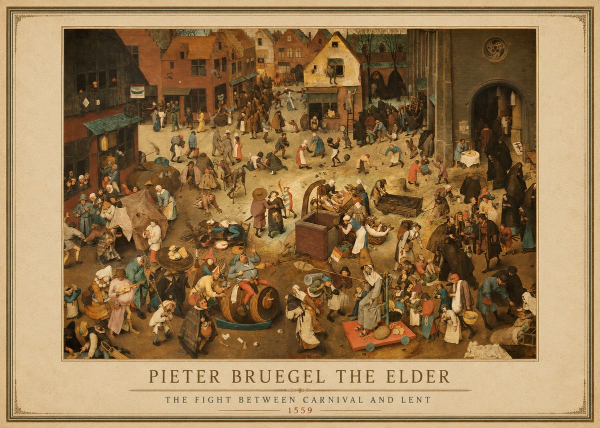 Pieter Bruegel The Fight Between Carnival and Lent III No1 - Juliste