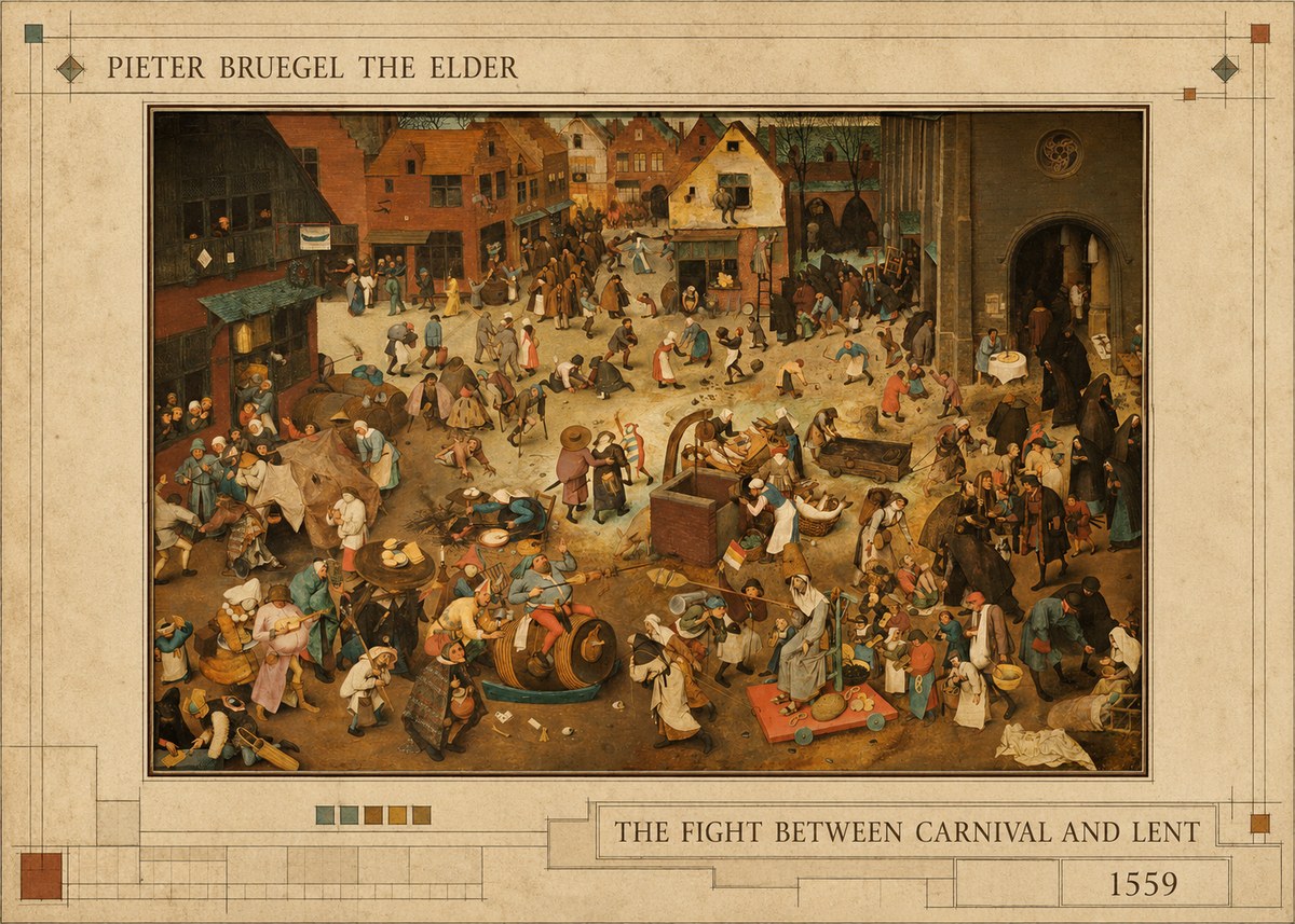 Pieter Bruegel The Fight Between Carnival and Lent III No4 - Juliste