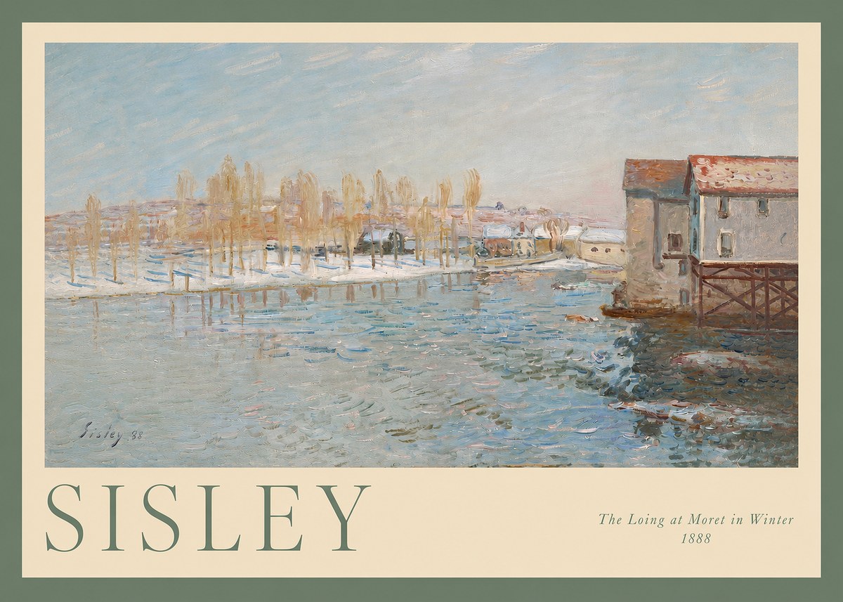Sisley The Loing at Moret in Winter No2 - Juliste