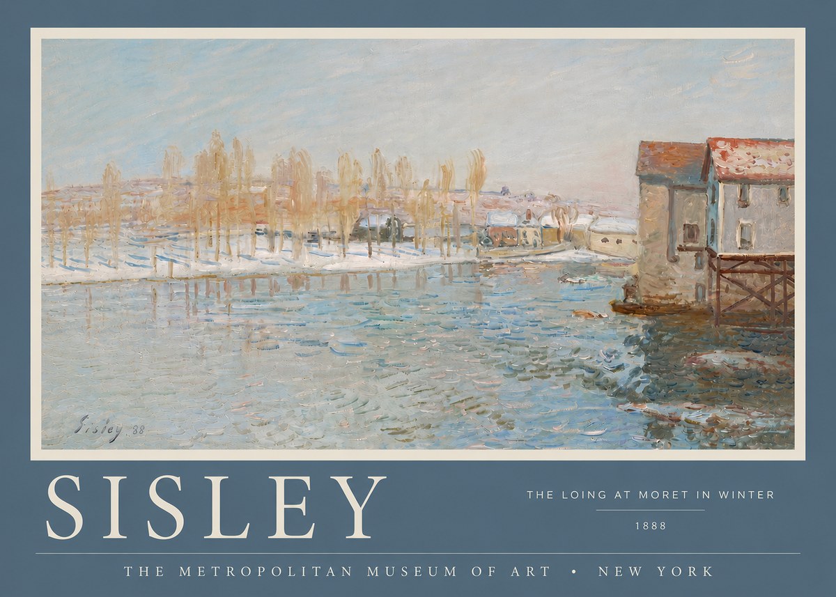 Sisley The Loing at Moret in Winter No4 - Juliste