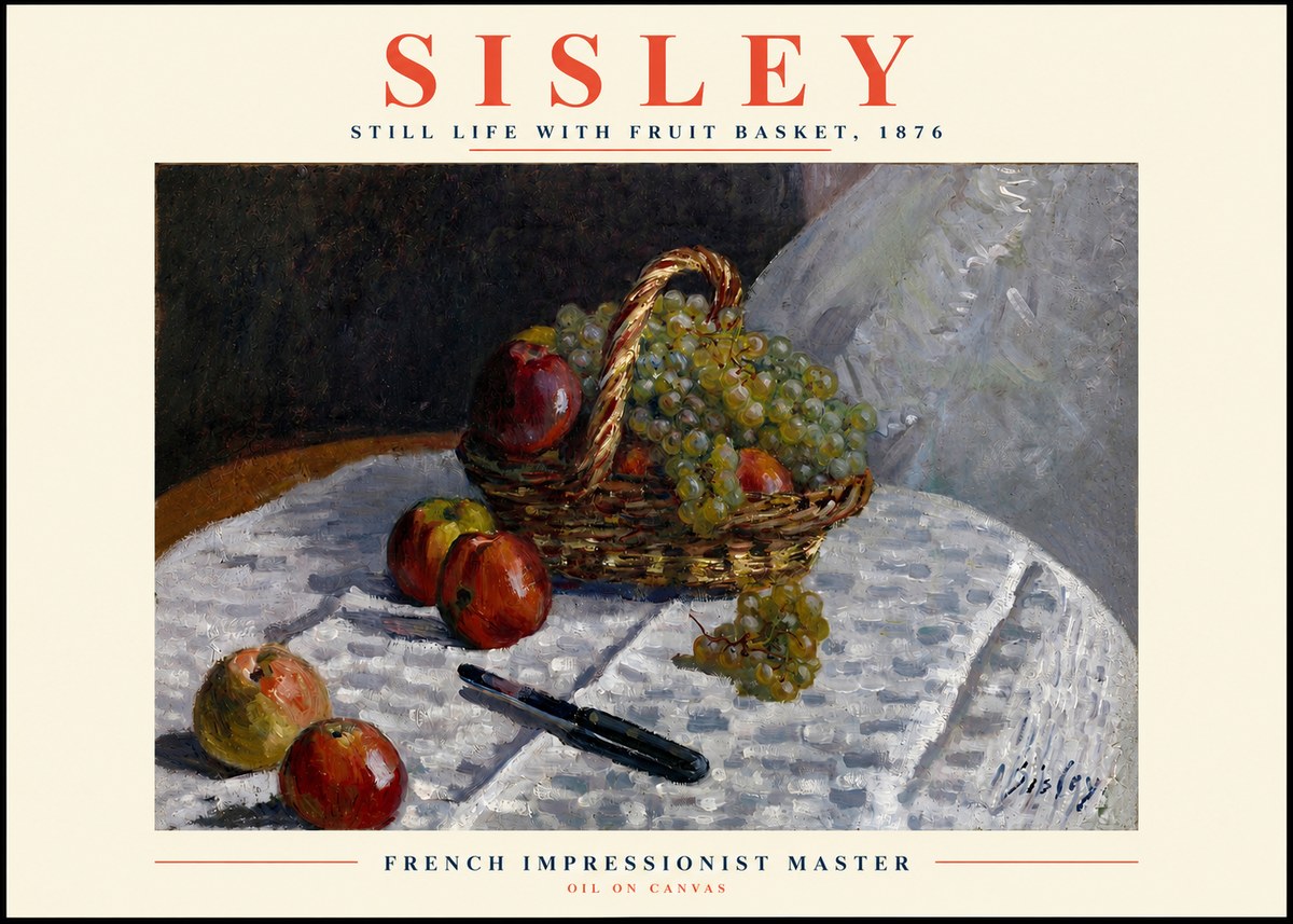 Sisley Still Life with Fruit Basket No2 - Juliste