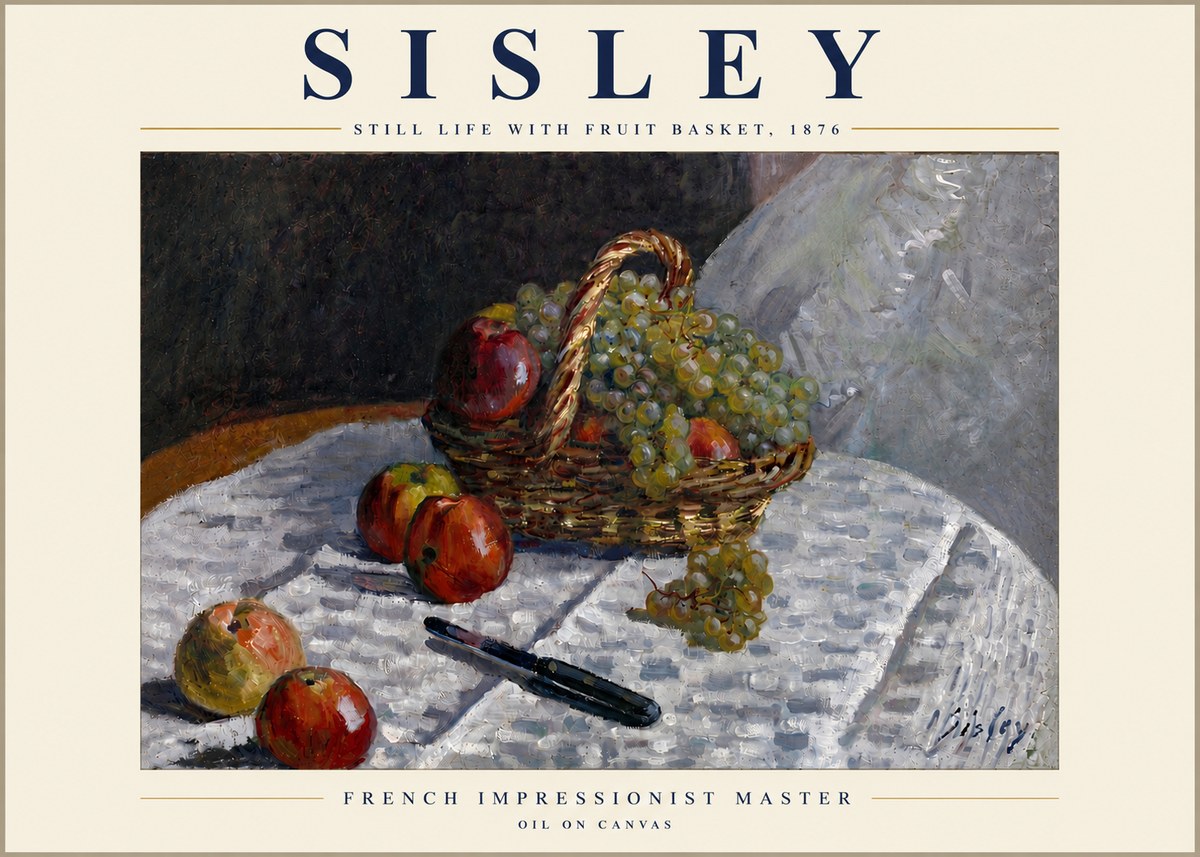 Sisley Still Life with Fruit Basket No5 - Juliste