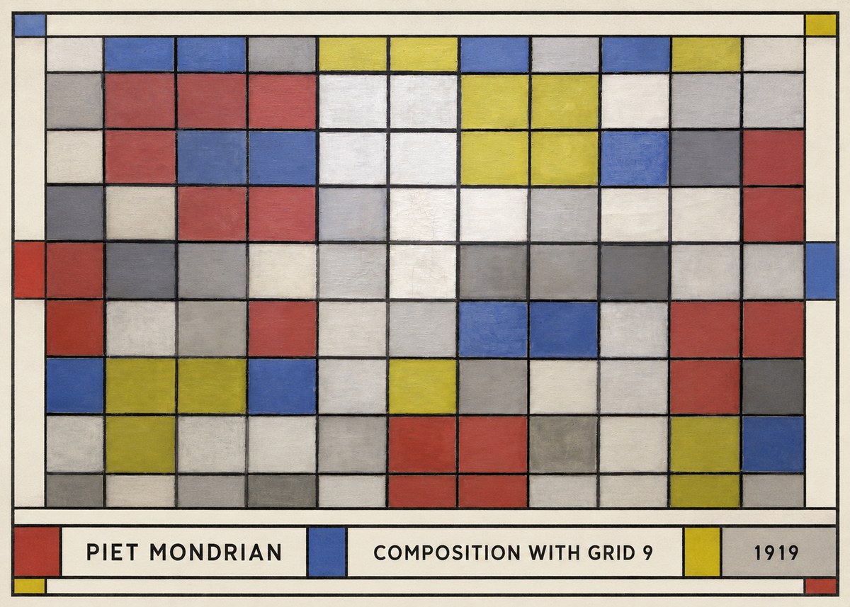 Piet Mondrian Composition with Grid 9 No1 - Juliste