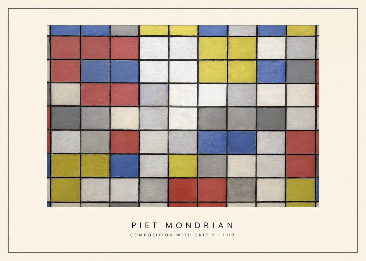 Piet Mondrian Composition with Grid 9 No4 - Juliste