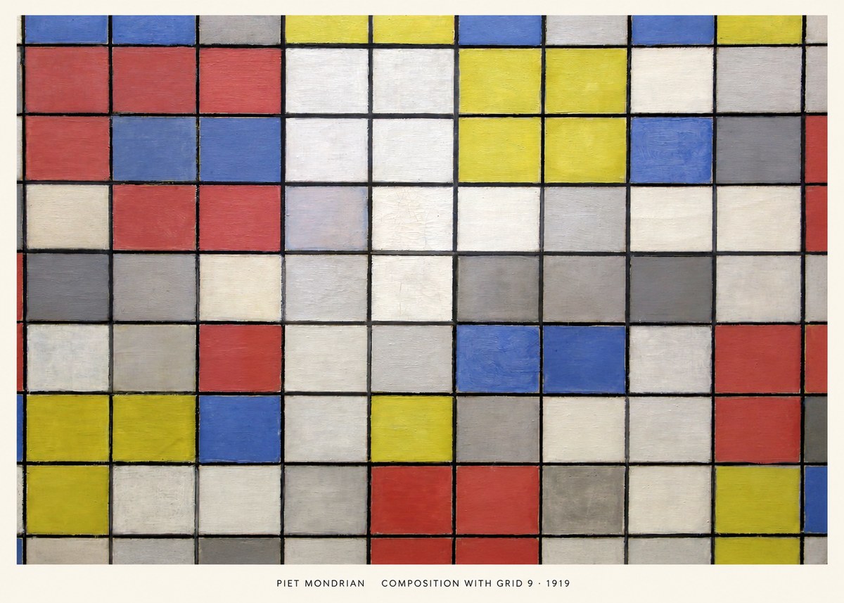 Piet Mondrian Composition with Grid 9 No5 - Juliste