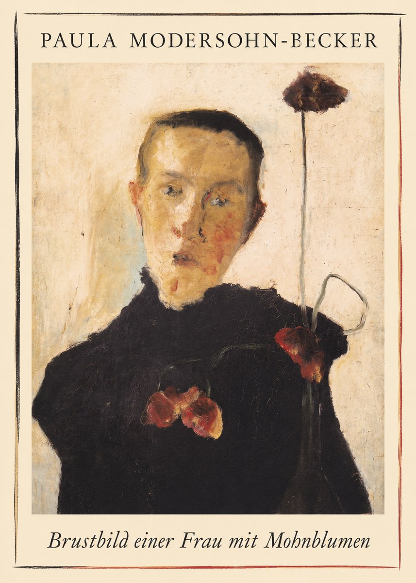 Paula Modersohn-Becker Brustbild Einer Frau Mit Mohnblumen No1 - Juliste