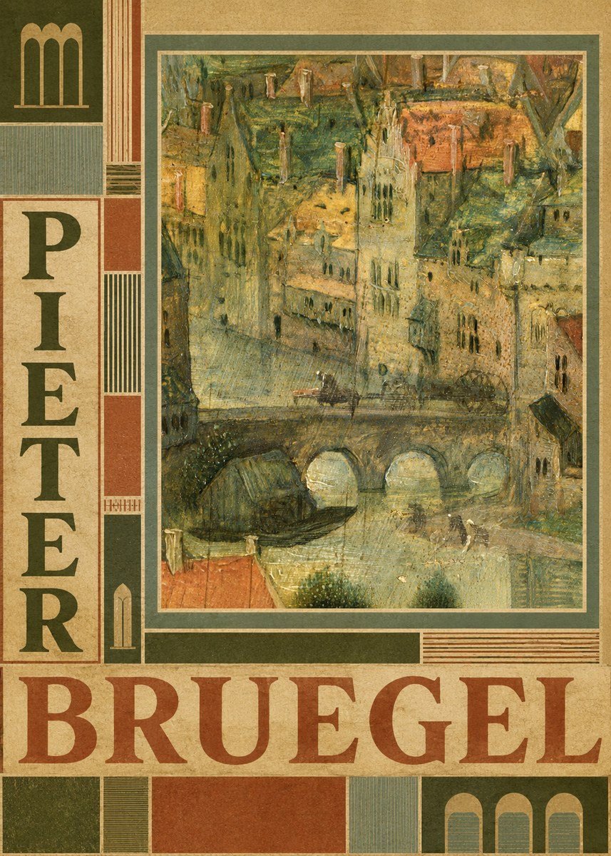 Pieter Bruegel Cityscape with Bridge No3 - Juliste