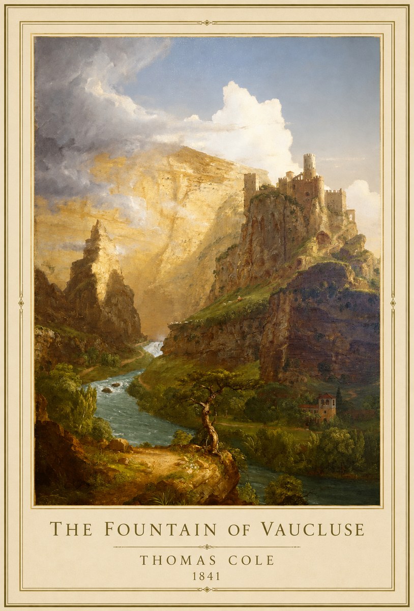Thomas Cole The Fountain of Vaucluse I No1 - Juliste