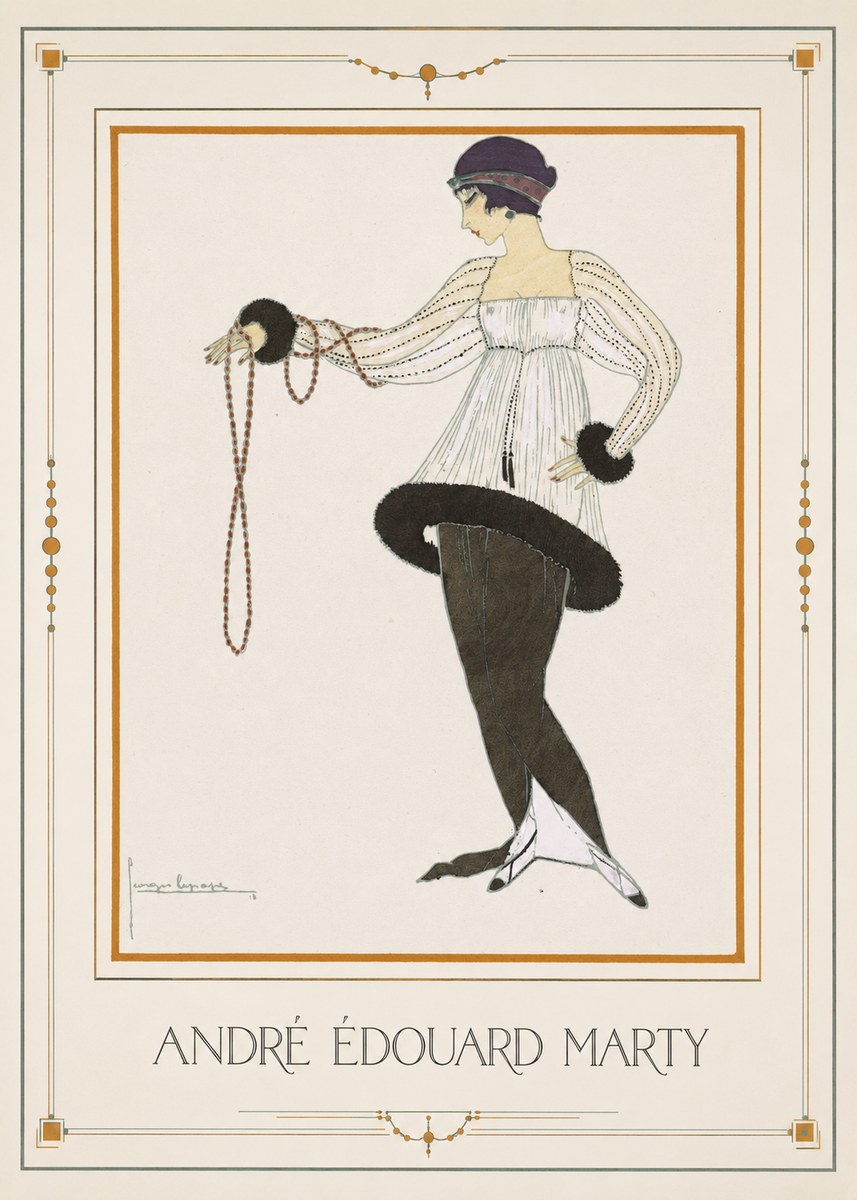 André Édouard Marty Elegant Woman with Pearl Necklace No1 - Juliste