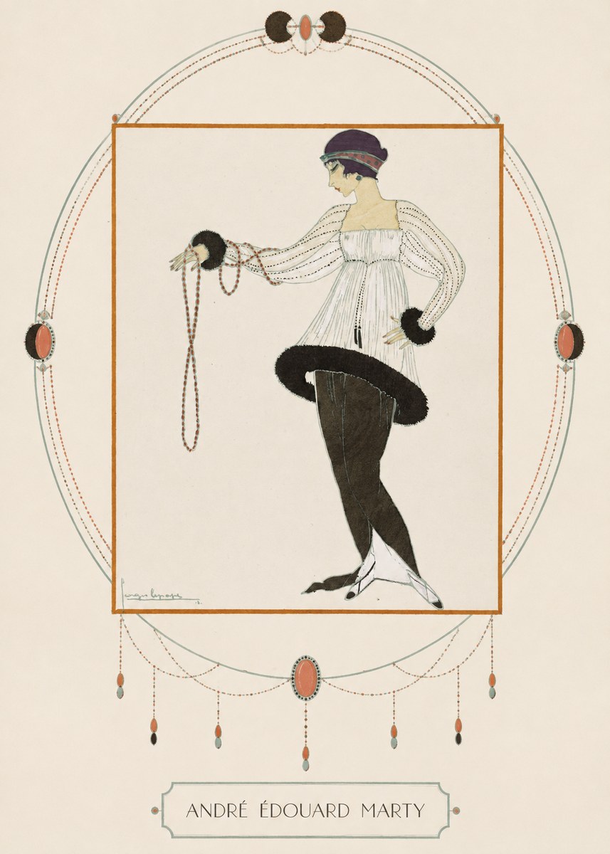 André Édouard Marty Elegant Woman with Pearl Necklace No3 - Juliste