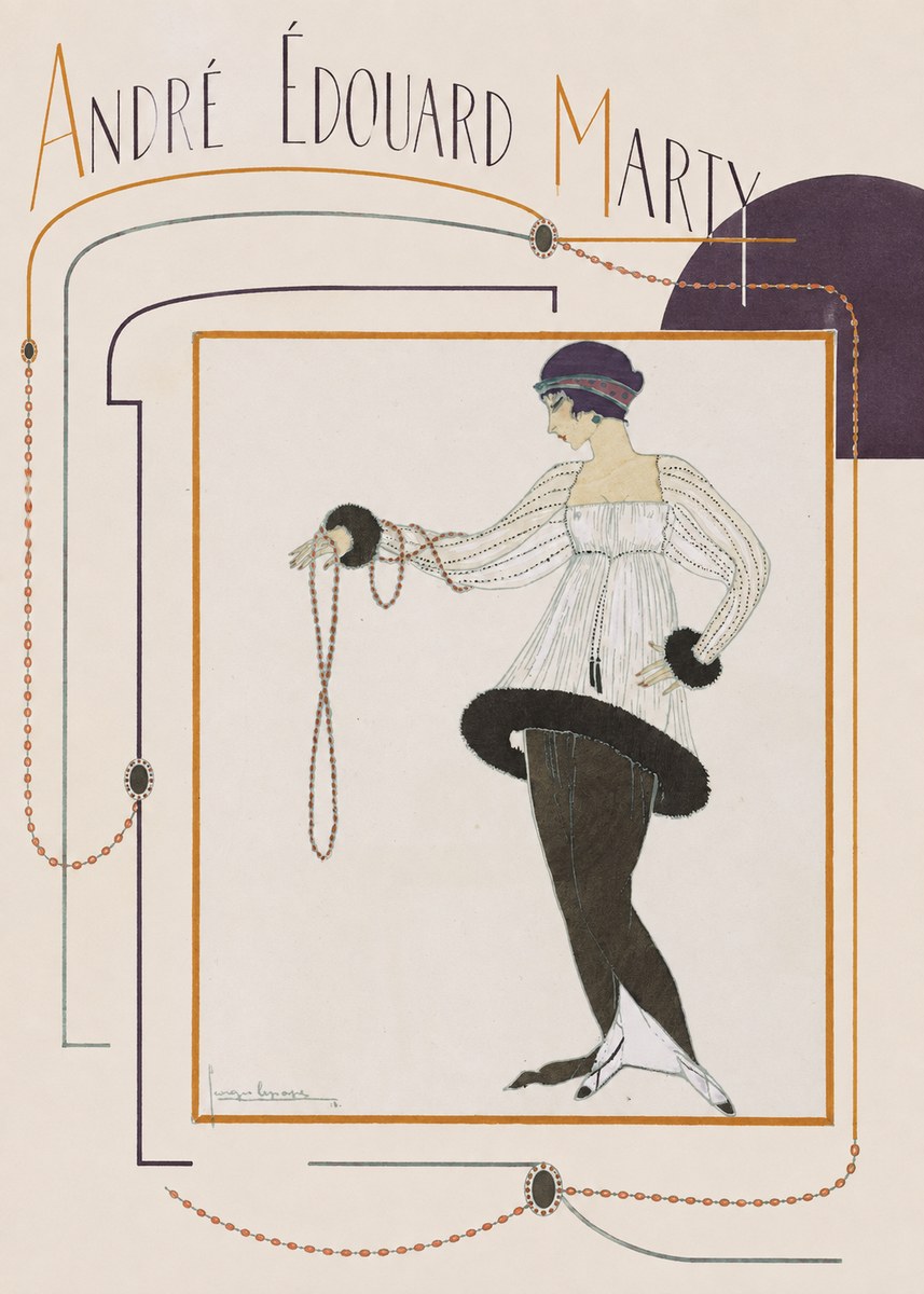 André Édouard Marty Elegant Woman with Pearl Necklace No6 - Juliste