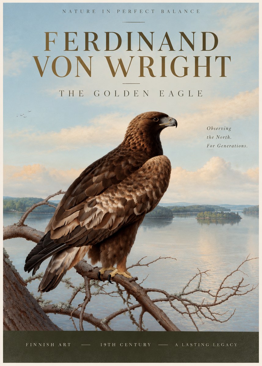 Ferdinand von Wright Eagle Perched by the Lake No4 - Juliste