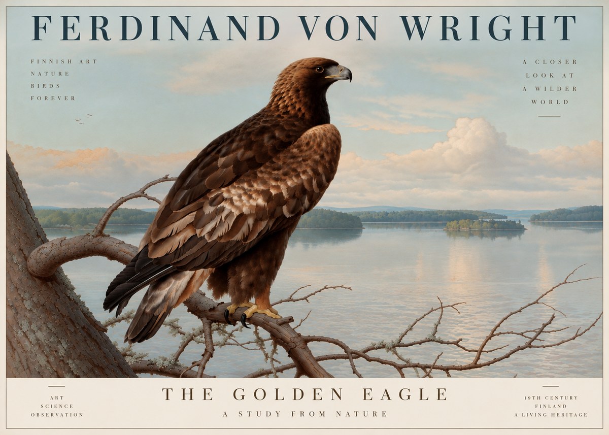 Ferdinand von Wright Eagle Perched by the Lake No5 - Juliste