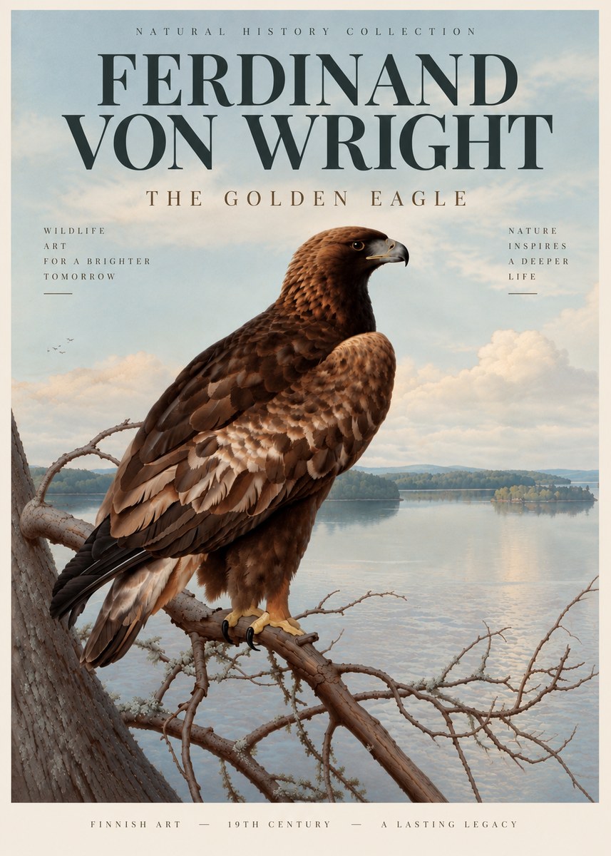 Ferdinand von Wright Eagle Perched by the Lake No6 - Juliste