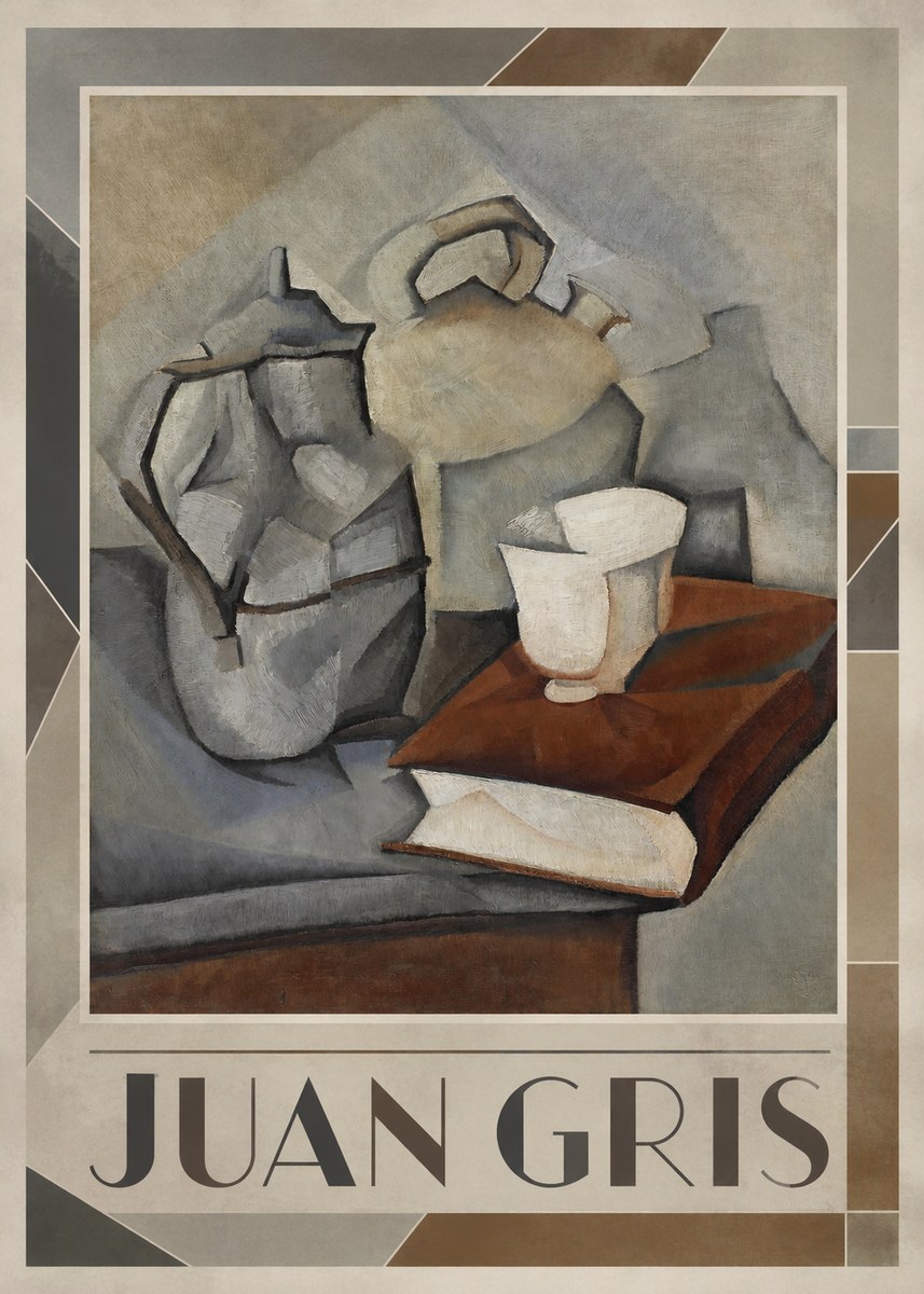 Juan Gris Still Life with Book and Vessels No1 - Juliste