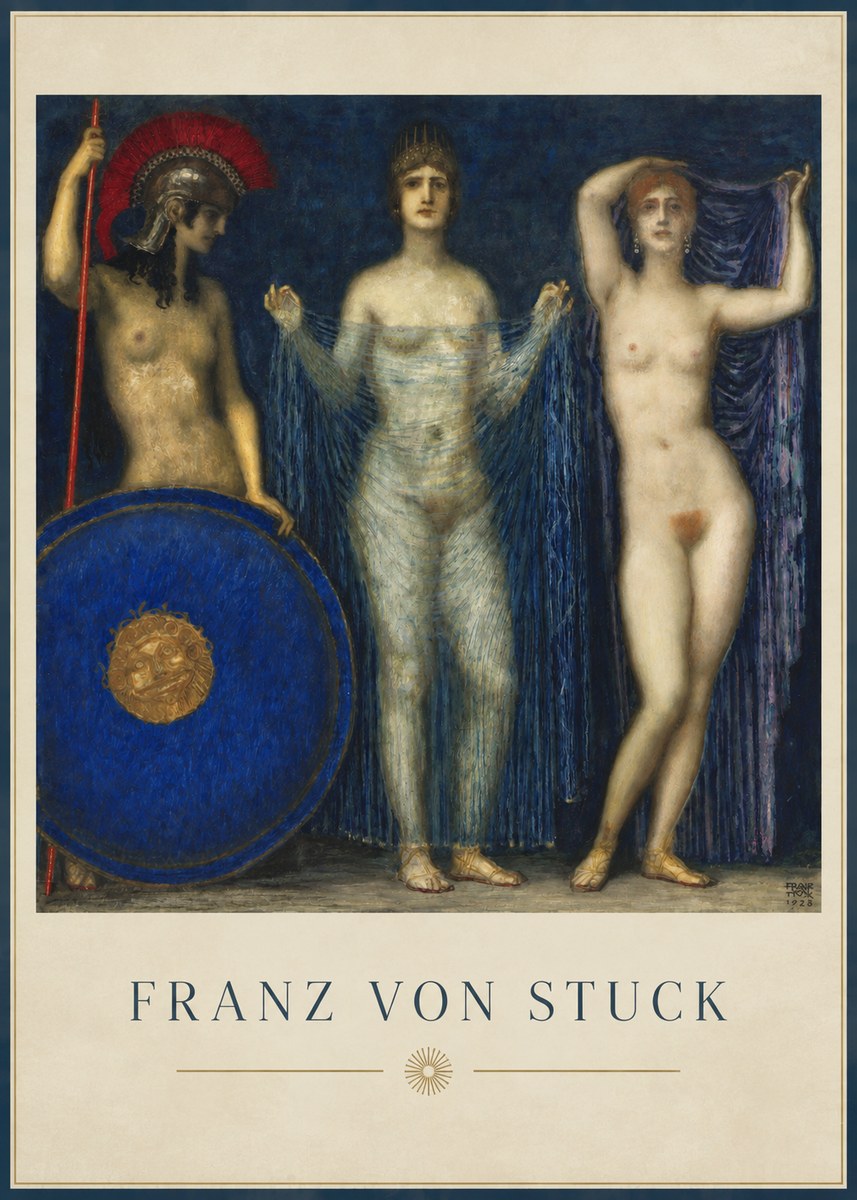Franz von Stuck The Three Nudes No2 - Juliste