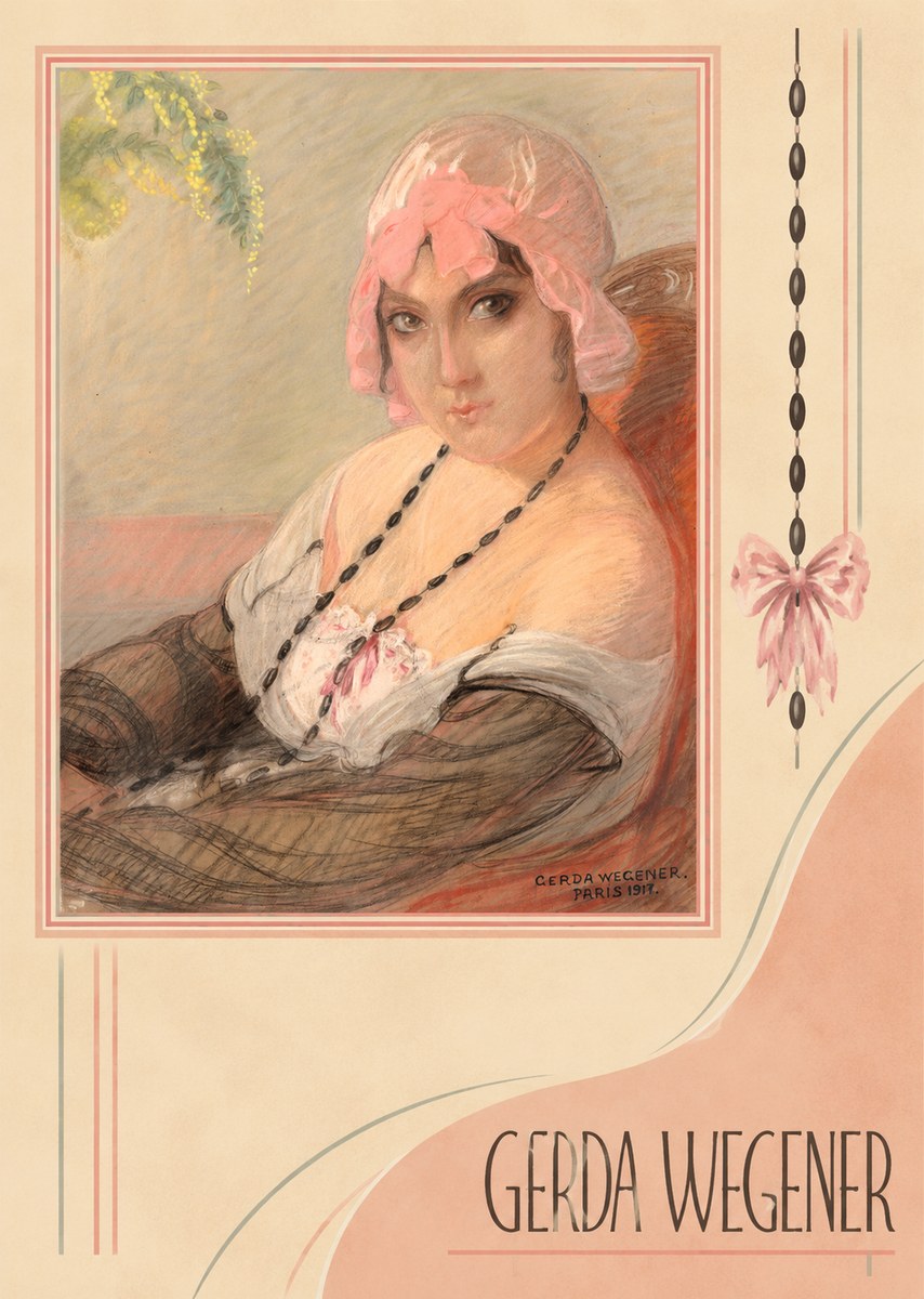 Gerda Wegener Woman in a Pink Bonnet No2 - Juliste
