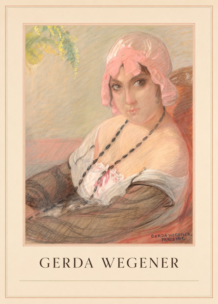 Gerda Wegener Woman in a Pink Bonnet No4 - Juliste